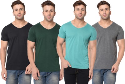 Adorbs Solid Men V Neck Multicolor T-Shirt