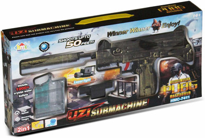 Richuzers PUBG Theme UZI Submachine 2 in 1 Gun Toy Set with 1000+ Crystal Water & Soft Foam Bullet Balls,Target Shooting Role Play Game for Kids Guns & Darts(Multicolor)