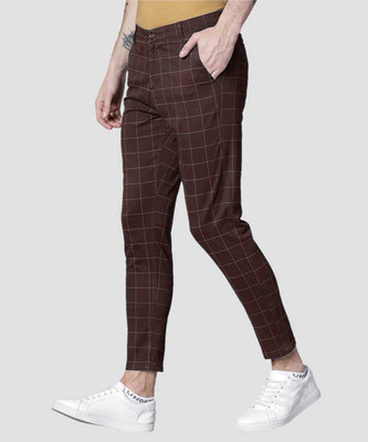 PROTOCOL Slim Fit Men Brown Trousers