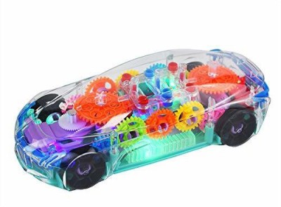 Renial Transparent Concept Racing Car with 3D Flashing Multi color Led Lights Musical Car for Kids above 3 years, 360 Degree Rotation, Gear Simulation Mechanical Car(Multicolor)