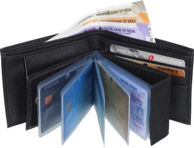 SHAMRIZ Men Black Artificial Leather Wallet(7 Card Slots)