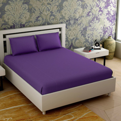 Varde 210 TC Cotton King Solid Fitted (Elastic) Bedsheet(Pack of 1, Indigo)