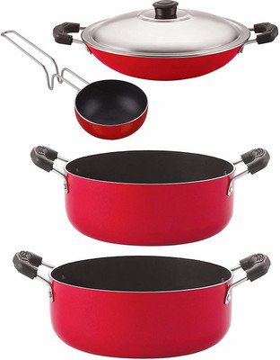 NIRLON Kitchen Utensils Premium Quality Non-Stick Cookware Set 4 Pieces Non-Stick Coated Cookware Set(PTFE (Non-stick), 4 - Piece)