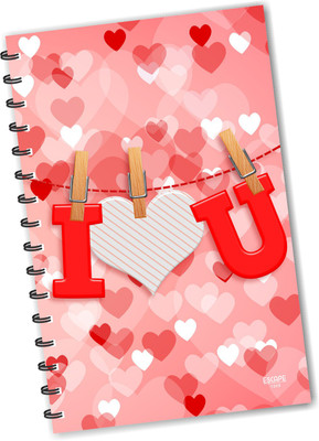 ESCAPER I love You on Clips Diary (RULED), Love Diary, Designer Diary, Journal, Notebook, Notepad A5 Diary Ruled 160 Pages(Multicolor)