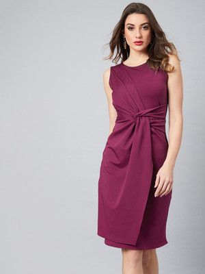 ATHENA Women Wrap Purple Midi/Calf Length Dress