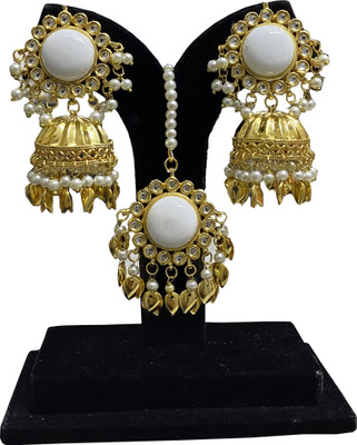 Nuhatraders Metal, Stone, Glass, Alloy Gold-plated White, Gold Jewellery Set(Pack of 1)
