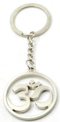 WHITE POPCORN Hindu Religious Symbol OM (Design-2) Silver Metal Keychain Key Chain