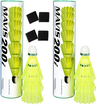 YONEX Mavis 200i (Pack of 12 Shuttle), 4 Wrist Band Badminton Kit