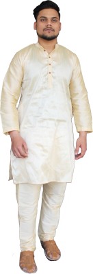 club fashion Men Solid Straight Kurta(Beige)