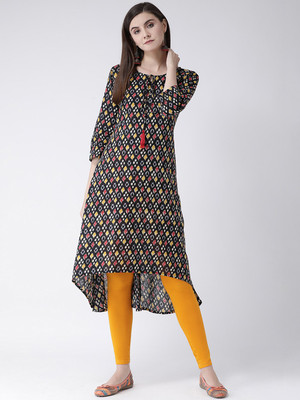 Span Women Printed A-line Kurta(Black)