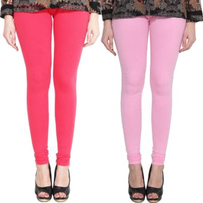 Clarita Churidar  Ethnic Wear Legging(Pink, Solid)