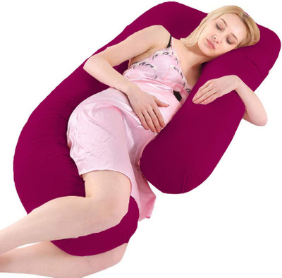 Mom's Moon New Stylish Microfibre Solid Pregnancy Pillow Pack of 1(Wine)