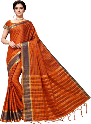 vaamsi Self Design Daily Wear Art Silk Saree(Orange)