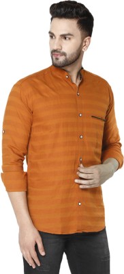 FBR Men Striped Casual Orange Shirt