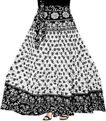 Piyush Collection Animal Print Women Wrap Around White Skirt