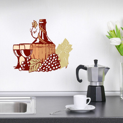 VCREATE DECOR 58 cm Grapes and wine Removable Sticker(Pack of 1)