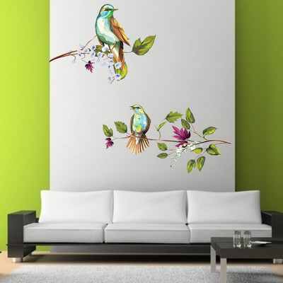 VCREATE DECOR 58 cm Birds Removable Sticker(Pack of 2)