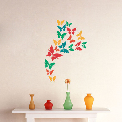 Stickerberry 121 cm colourful butterfly Wall stickers PVC Vinyl, 121CM X 80CM, ( Buy 1 Get 1 Free ) Self Adhesive Sticker(Pack of 1)