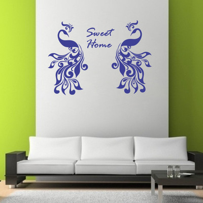 VCREATE DECOR 58 cm Peacock with sweet home Removable Sticker(Pack of 1)
