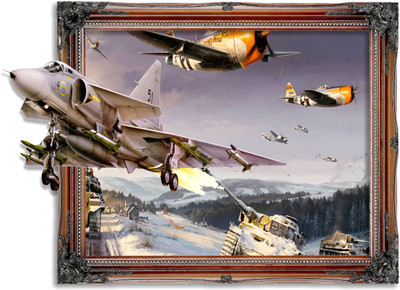 DivineDesigns 56 cm Army Fighter Planes Sticker Self Adhesive Sticker(Pack of 1)