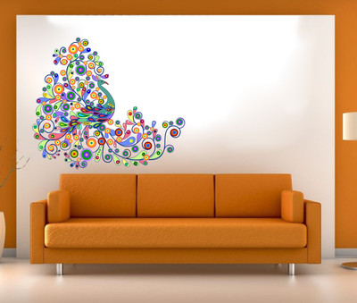 VCREATE DECOR 58 cm Peacock Beautiful Removable Sticker(Pack of 1)