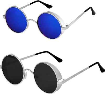 Rich Club Round Sunglasses(For Men & Women, Blue, Black)