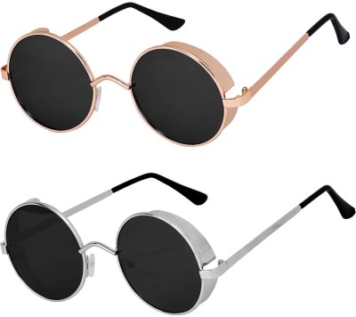 Shade House Round Sunglasses(For Men & Women, Black)