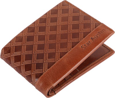 Star Austin Men Brown Genuine Leather Wallet(12 Card Slots)