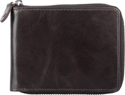 Star Austin Men Brown Genuine Leather Wallet(9 Card Slots)