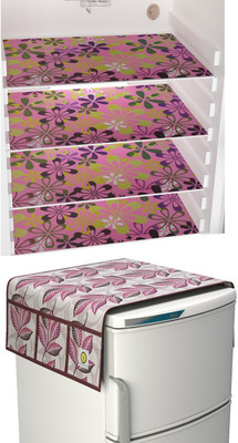 YELLOW WEAVES Refrigerator  Cover(Width: 28 cm, Multi)