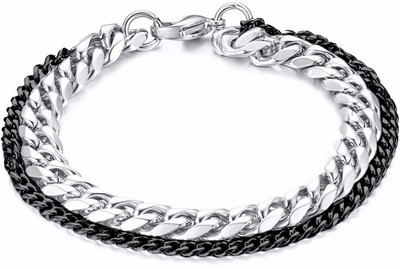 ZIVOM Stainless Steel Black Silver Bracelet