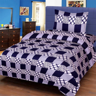 LAPADI MAKEOVERS 0 TC Polycotton Single 3D Printed Flat Bedsheet(Pack of 1, Dark Blue)
