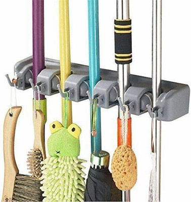 GLAMAXY Grey Plastic Broom Holder(5 Holders)