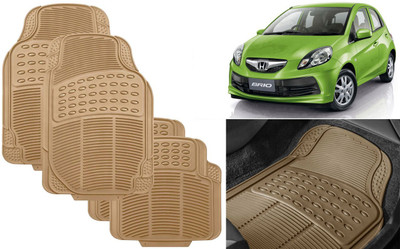 Auto Kite Rubber, PVC Standard Mat For  Honda Brio(Beige)