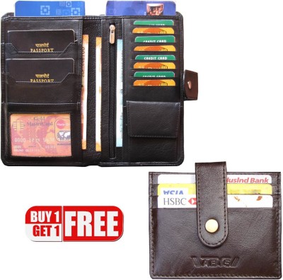 ABYS Men Black Genuine Leather Wrist Wallet(14 Card Slots)