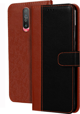 Hupshy Flip Cover for Poco X2(Brown)