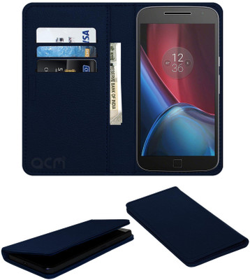 ACM Flip Cover for Motorola Moto G (4Th Generation) Plus(Blue, Cases with Holder, Pack of: 1)
