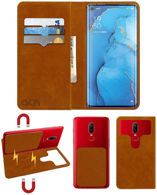 ACM Flip Cover for Oppo Reno 3 Pro 5G(Gold, Cases with Holder, Pack of: 1)
