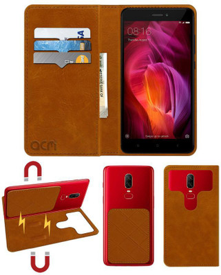 ACM Flip Cover for Mi Redmi Note 4(Gold, Cases with Holder, Pack of: 1)