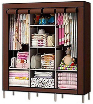 vipash 6+2 Portable Wardrobe for Storage Carbon Steel Collapsible Wardrobe(Finish Color - brown, DIY(Do-It-Yourself))