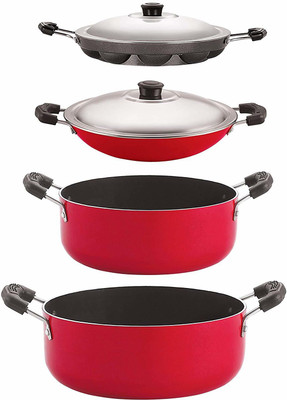 NIRLON Non-Stick Aluminium Cookware Combo Gift Set of 4 Pcs Non-Stick Coated Cookware Set(PTFE (Non-stick), Aluminium, 4 - Piece)