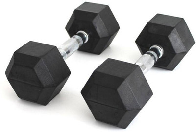 Proactive 10kg PAIR (10kg * 2pcs.= 20kg) Professional HEX Shape Premium Quality Rubber Fixed Weight Dumbbell(20 kg)