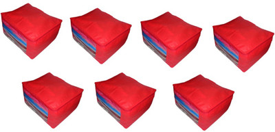 Little one High Quality Multipurpose Non-Woven Plain 10inch Saree Cover 7PC Keeps Upto 10 - 15 Saree each(Red)