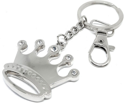 Aura Imported Diamond Studded Kings Queens Crown Full Metal Key Ring Key Chain
