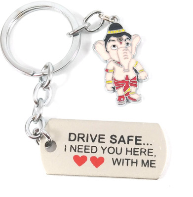 SHOKY LOOKS silver Drive safe with mini Ganesha Key Chain