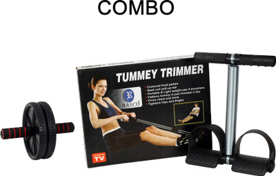 RASCO KIT AB WHEEL & SINGLE BLACK PURE STEEL TUMMY TRIMMER Fitness Accessory Kit Kit