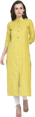 Enchanted Drapes Women Solid Straight Kurta(Yellow)