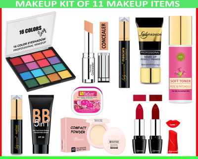 Lady FASHION Professional Face Makeup Kit With Soft Toner 120220(Pack of 11)