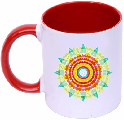 Shieldsmore Ceramic 325 Ml Happy Diwali Printed Coffee Milk for Gift | White and Red Ceramic Coffee Mug(325 ml)