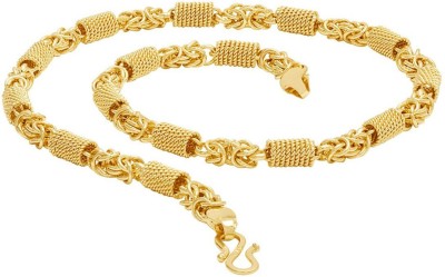 Aadiyatri Latest Fashion Short and Stylish 22KT Gold Plated Chain for Men & Boys Gold-plated Plated Brass Chain